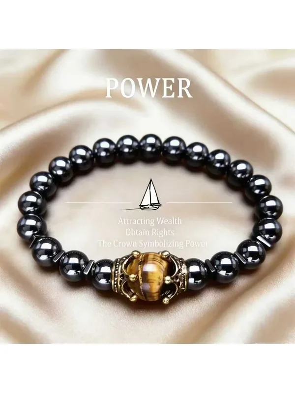 AliExpress - Heren stijlvolle natuursteen armband Vintage kroon symbool van macht hematiet kralen cadeau voor vrienden natuurlijke tijgeroog kralen