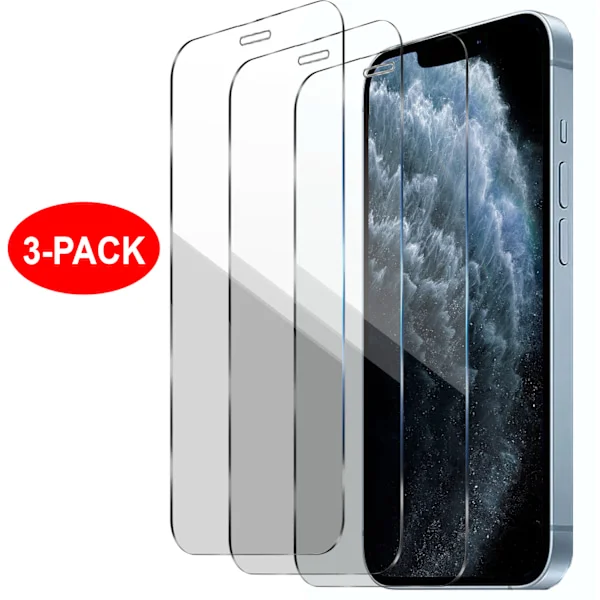 3-Pack - iPhone 12 / 12 Pro - Skjermbeskytter i herdet glass Gjennomsiktig