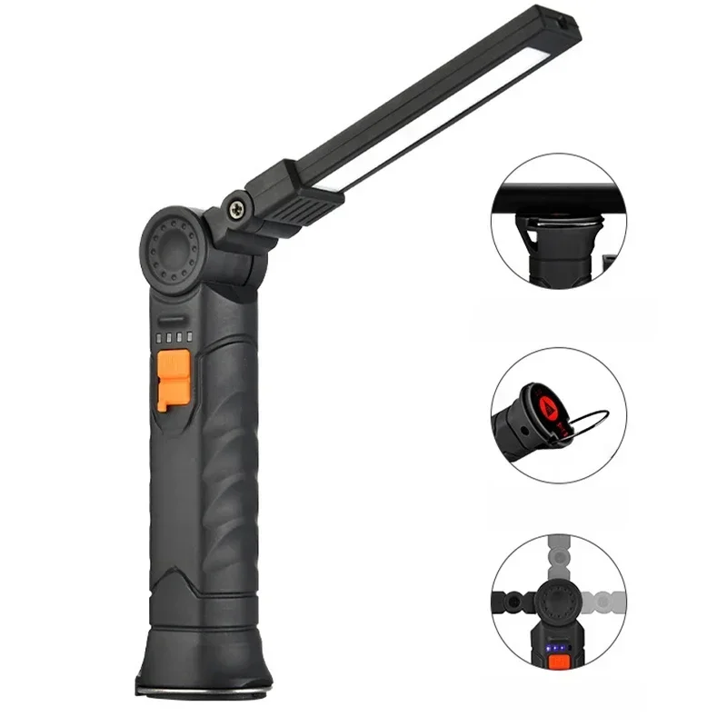 AliExpress - Draagbare COB LED-zaklamp USB oplaadbare werklamp Magnetische Lanterna-hanglamp met ingebouwde batterij Campingzaklamp