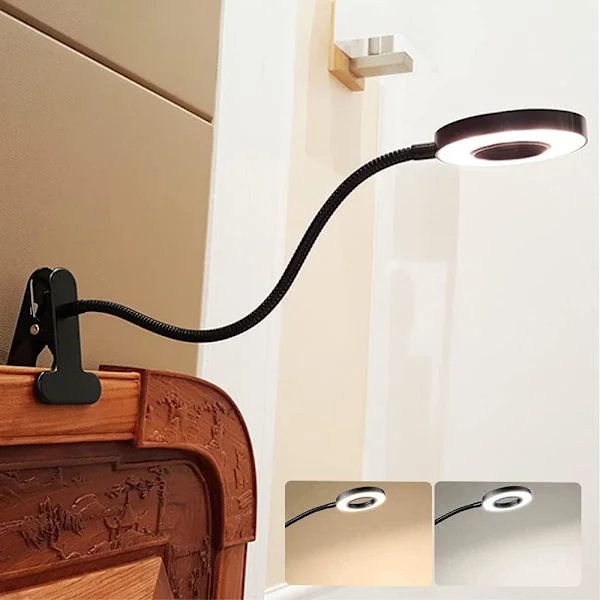6W LED USB-læselampe klemme bærbar lampe til bog, klaver, sengegavl