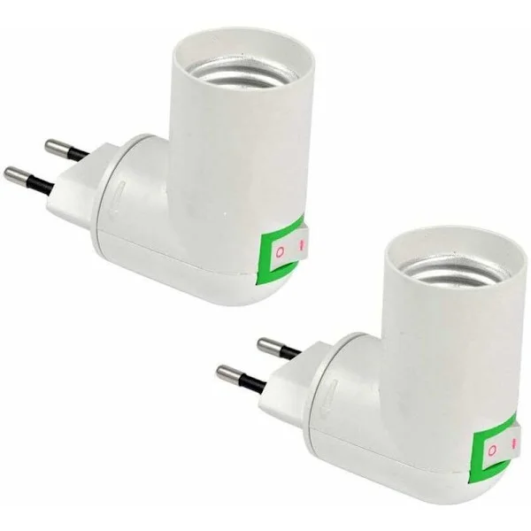 2-pakning E27-sokkel med trådløs bryter, E27 LED-pæresokkel, plastsokkel for rask belysning, for garasjelys