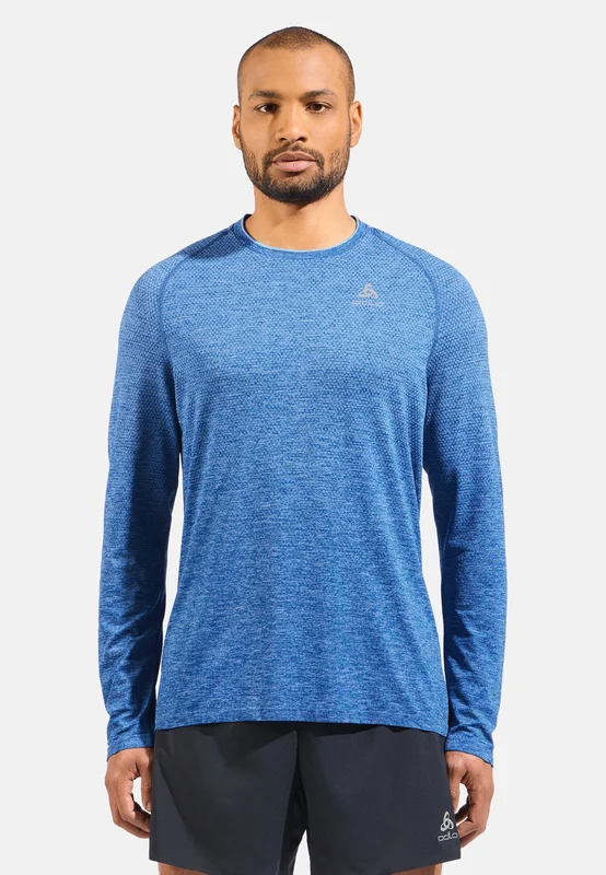 Odlo Men's Essential Seamless Long-Sleeve Running T-Shirt, M, blue