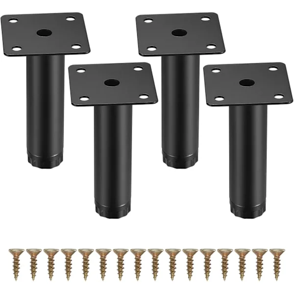 4 st justerbara möbelben i metall 10 cm skåpstödben för soffbord, stol, skrivbord, skåp och kökshyllor