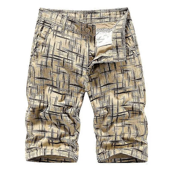 Gröna cargoshorts med mönstertryck för män, vår sommar, herr, oversize, fickor, sportkläder, byxor, overaller, shorts med dragkedja, märkeskläder
