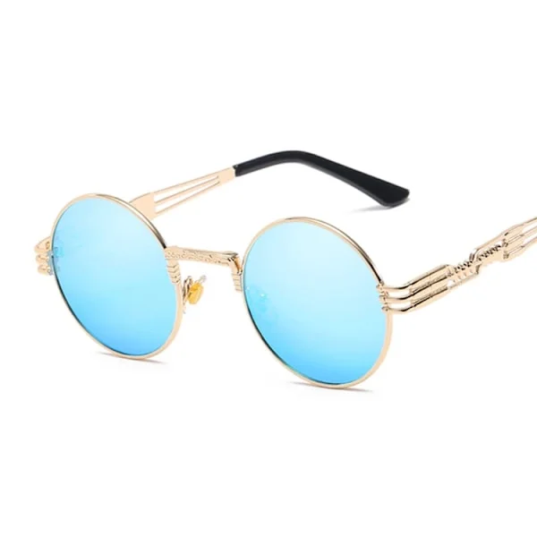 Steampunk Solbriller Dame Runde Briller Mann Linse Unisex Vintage Retro Stil Punk Solbriller Kvinner Oculos De Sol