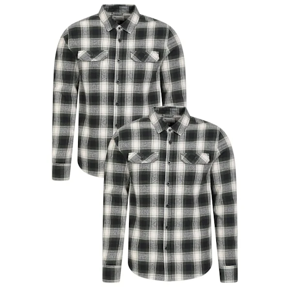 Mountain Warehouse Herr Trace Flanellskjorta (2-pack) XXL Mörkgrön