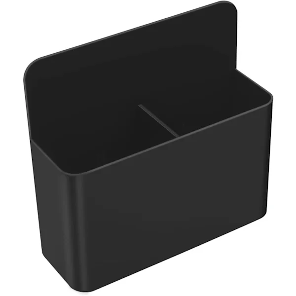 Magnetisk förvaringslåda, pennhållare för whiteboard, organizer för skolmaterial med 2 fack för kylskåp, skåp, magnetiska ytor - Svart