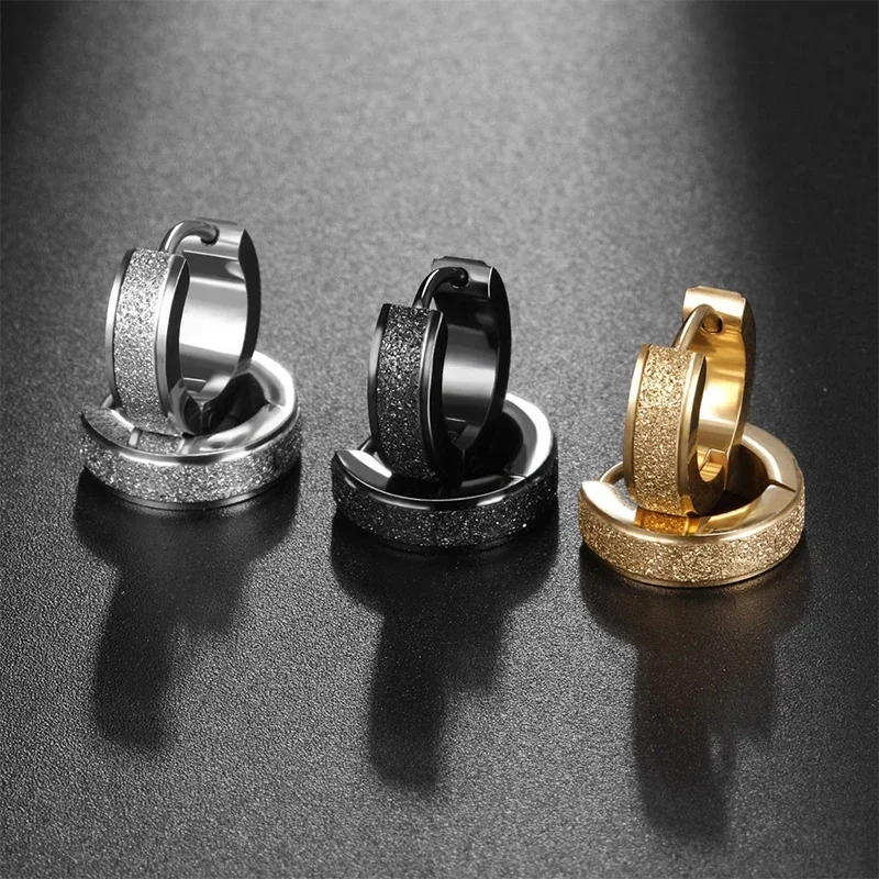 AliExpress - 2pc Large Glaçage Boucles D'oreilles En Acier Inoxydable Rond Noir Boucle D'oreille Pour Femmes Hommes Punk Vintage Cercle Boucle 