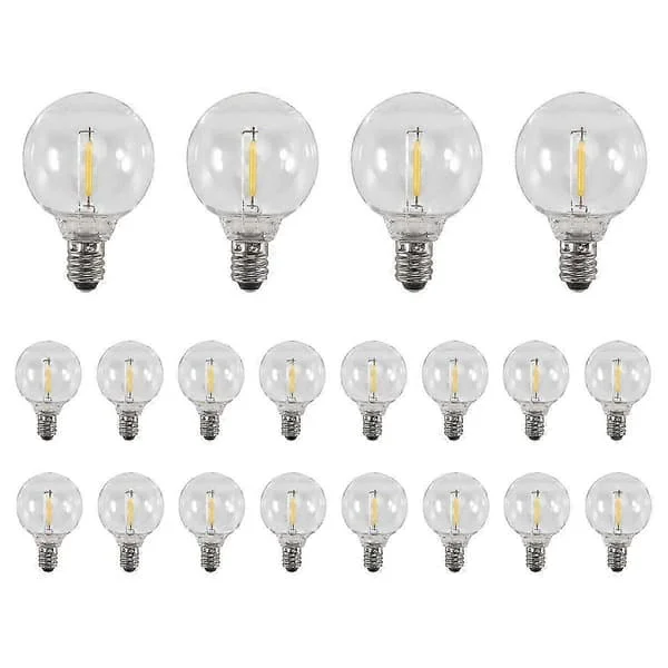 20 st G40 LED Ersättningslampor E12 Skruvsockel Splittringsfria LED Globlampor för Solarslinga