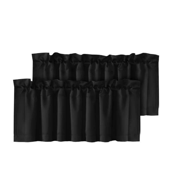 Pimennysverhot, 2 kpl - Polyesteriset lyhyet ikkunaverhot makuuhuoneeseen, olohuoneeseen Black