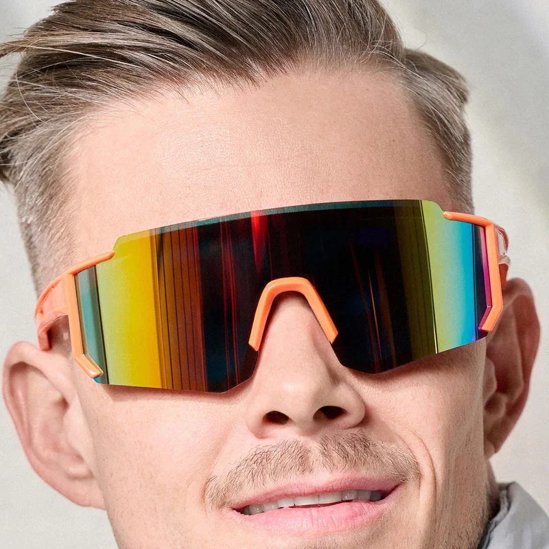 Orange Wraparound Sports Sunglasses for Men - Sports sunglasses