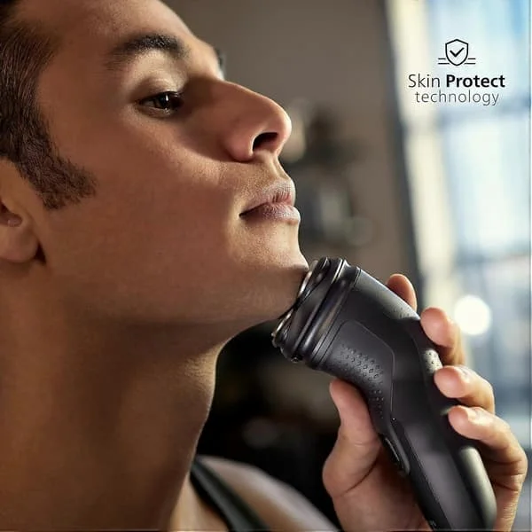 Elektrisk barbermaskin - Våt og tørr elektrisk barbermaskin for menn i dyp svart, Pop-up skjeggtrimmer, Ergonomisk barbermaskin for menn