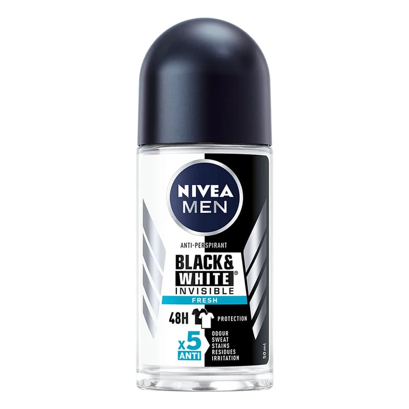 NIVEA Nivea Men Black & White Invisible Fresh Roll On 50 ml, Mænd, Dufte, Deodorant