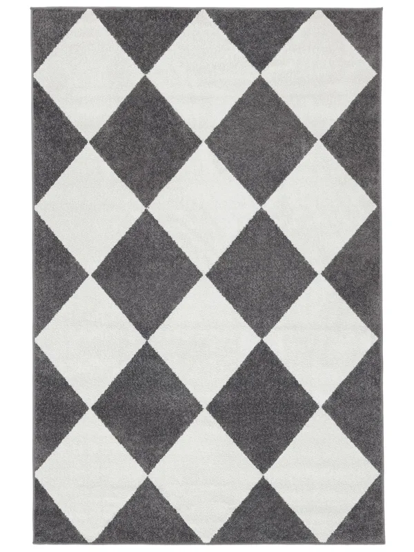 Indoor/Outdoor Rug Geometric Washable Small Puzzle - White/Grey 100X160 Modern Style