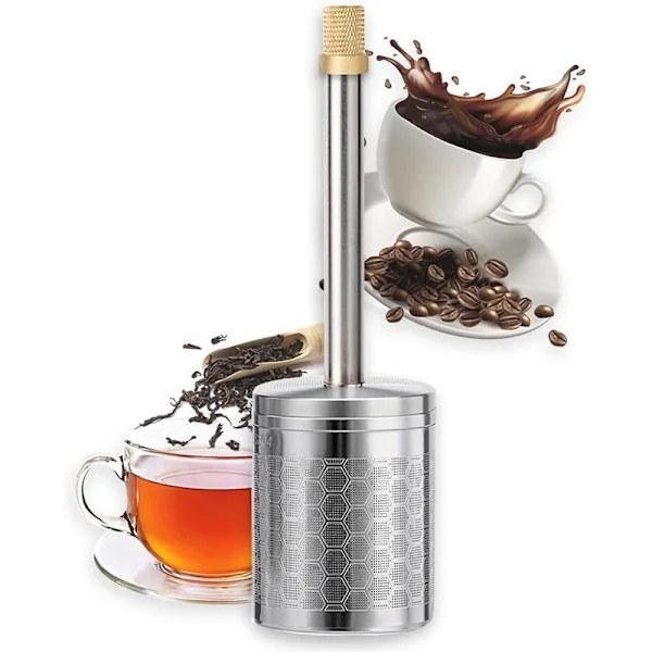 Press Coffee Filter - Manual Pour Over Coffee Maker - Portable Coffee Dripper for Camping Travel 19.5x3.8cm