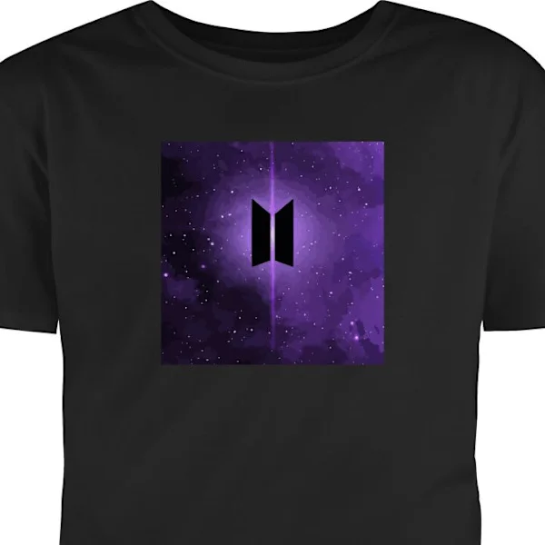 T-paita Aikuisille | Klassinen Aikuisten T-paita Musta Iso BTS-logo violetti galaksi kpop-armeja juliste avaruus tähtitaivas korealainen musiikkibändi