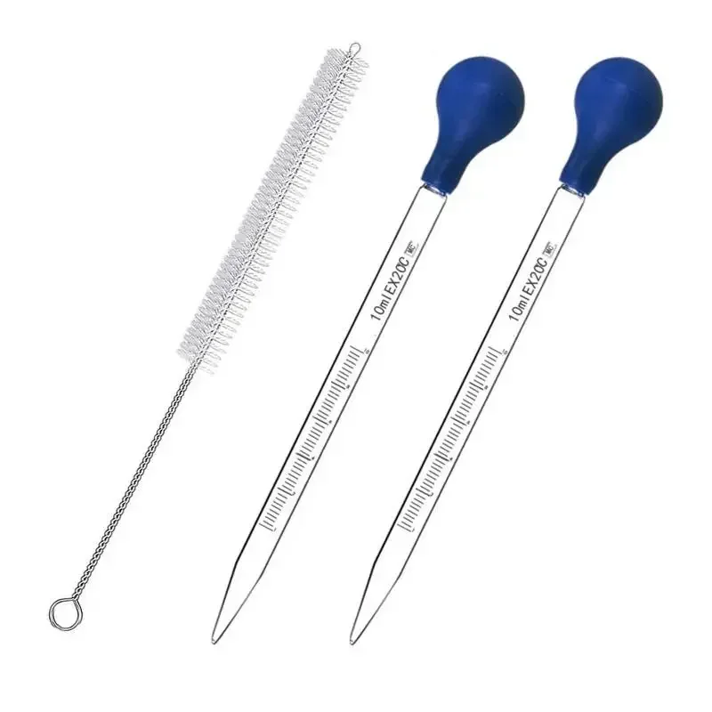 AliExpress - Pipette graduée en verre transparent, 2 pièces, avec 1 brosse de nettoyage, pipette de mesure, pipettes de chute de 10ml