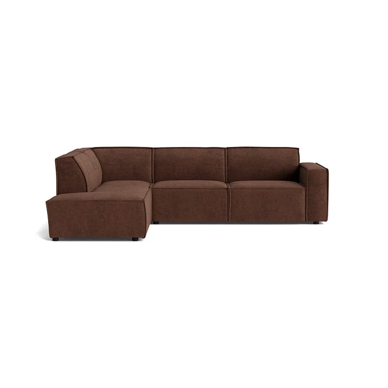 Lyon hjørnesofa, venstrevendt - Capri Brun - 289x218x80cm - Moderne, holdbar hjørnesofa i elegant design - Perfekt til afslapning og hygge