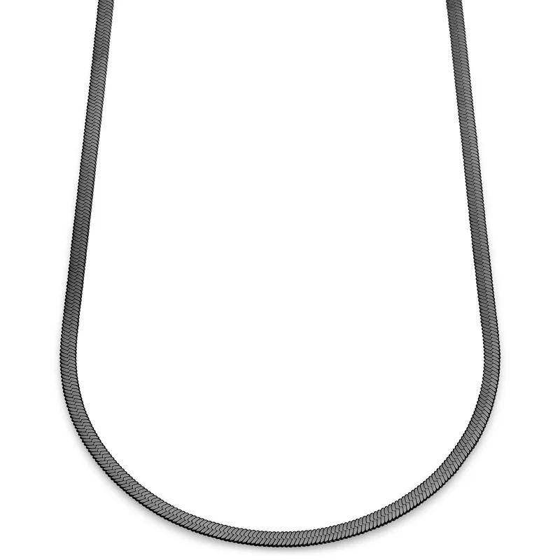 Essentials | 5 mm Gunmetal Black Herringbone Chain Necklace for Men - Chain necklaces
