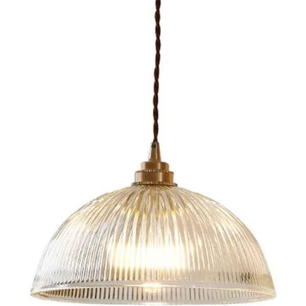 Teollinen Vintage Kirkas Lasi Kupoli Riippuvalaisin, E27 Messinki Kupari Kattokruunu Pohja, Kattoon Ripustettava Lamppu, Ilman Valonlähdettä (30cm) 
