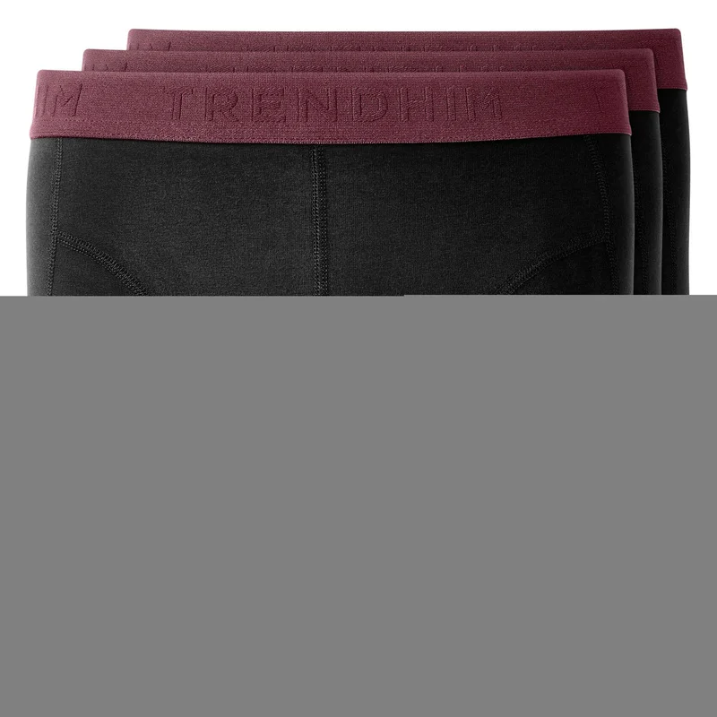 XL - FlexFeel | 3 darabos fekete pamut boxeralsó szett sötét bíbor derékpánttal for Men
