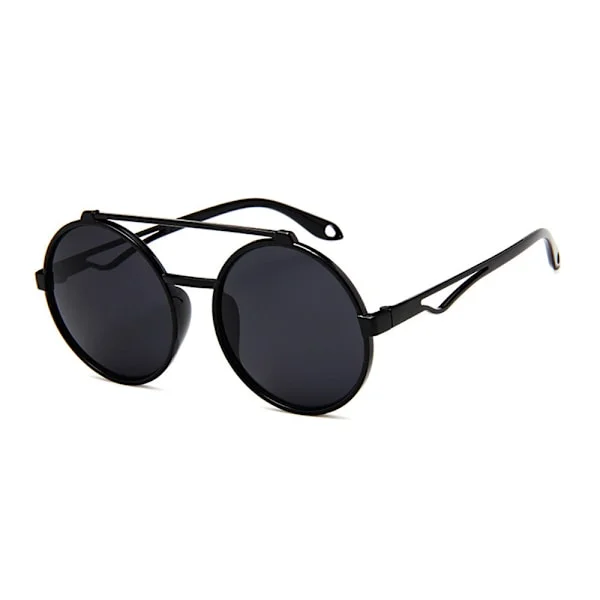 Round Black Sunglasses Black Glass
