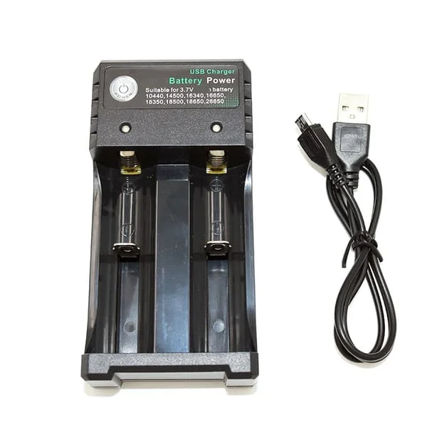 Bærbar Hurtiglader 2 Spor 18650 Batterilader for Oppladbare Batterier