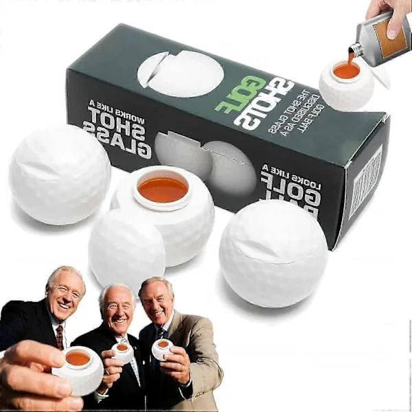 Golf Shots - Golfpallon muotoiset snapsilasit kannella, 44ml, uutuusjuoma-astia golfjuhliin, luova golflahja miehille ja naisille (FMY)