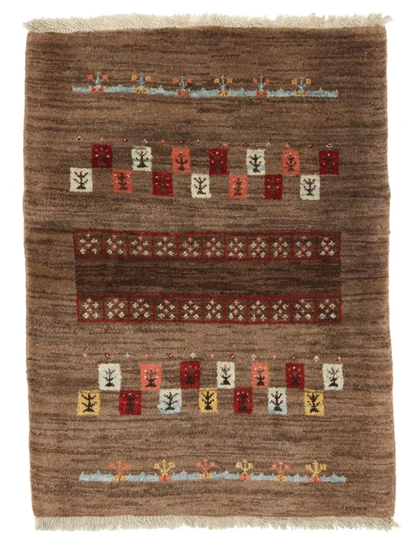 Gabbeh Tapis 60X80 Marron/Noir Laine