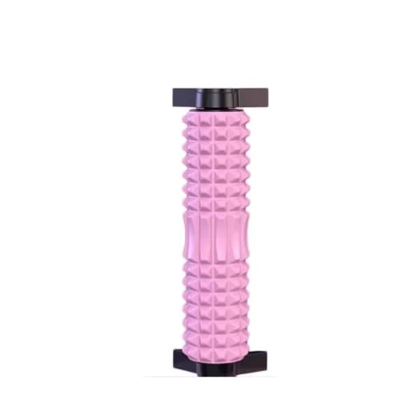 Skumrulle med stand – EVA+PP tekstureret skumrulle til håndfri dyb vævsmassage, Længde 53.00cm x Bredde 12.00cm x Højde 53.00cm Pink
