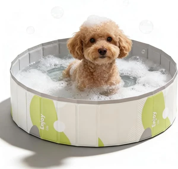 Hundepool: 80 x 20 cm Sammenklappelig Pool, Hundebadekar, Udendørs Kæledyrspool til Katte (Grøn)