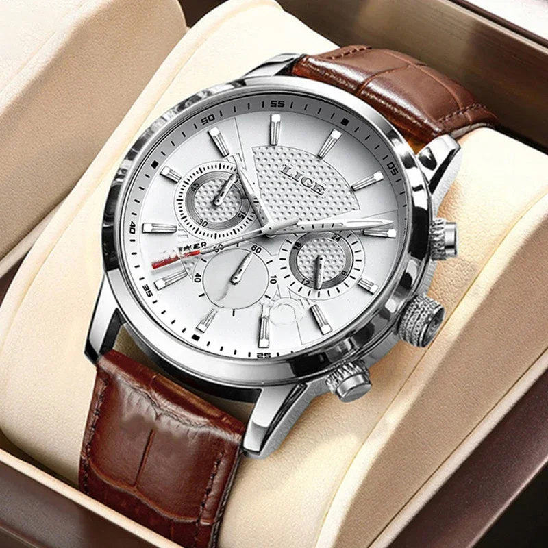 AliExpress - LIGE 2025 Uhr Männer Mode Sport Quarz Uhren Herren Uhren Top Marke Leder Militärische Wasserdichte Datum Uhr Relogio Masculino