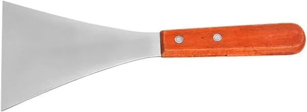 Rustfri stålspade, metalspatler vendeskraber til støbejernspande, grillspatel med træhåndtag, stor rengøringsspade