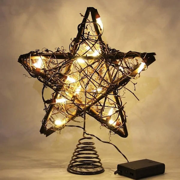 Star Christmas Tree Wood, LED Light Decoration Christmas Tree Topper