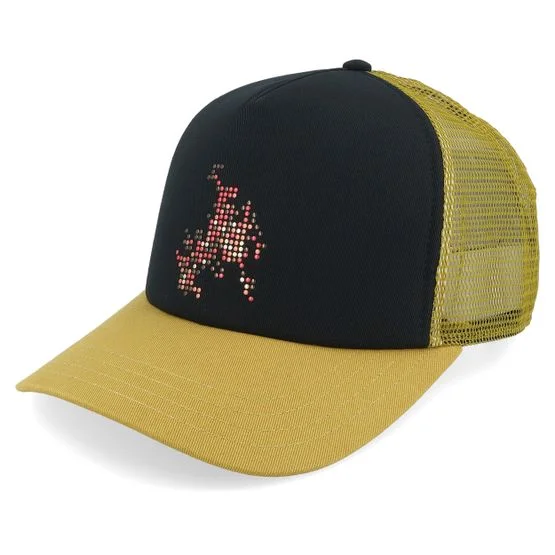 Vans - Black trucker Czapka Z Daszkiem - Skate Flame Black/Burnt Gold A-Frame Trucker @ Hatstore