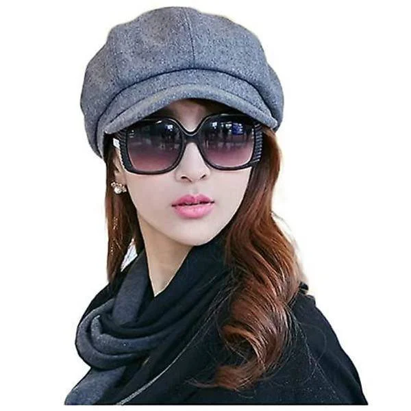 [RM]Baker Boy Hat for Women Girls Berets French Caps 8-Panel Warm Wool Newsboy Hat Grey_MGF