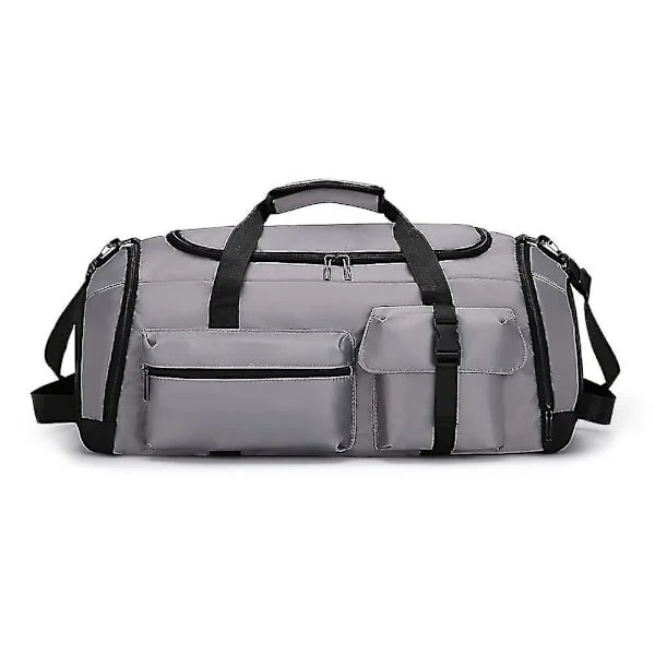 Large Capacity Suitcase - Duffle Bag with Wet/Dry Compartment and Reinforced Backpack Straps Grey Grey Grey
