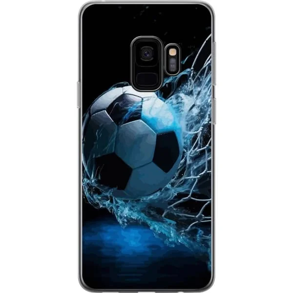Yhteensopiva Puhelinkuori Samsung Galaxy S9 Voimakas jalkapalloaihe sinisillä energia-aalloilla ja urheilullisella toimintatunteella