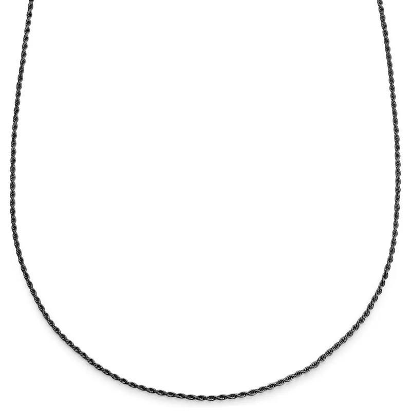 Essentials | 2 mm Gunmetal Black Rope Chain Necklace for Men - Chain necklaces