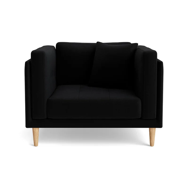 Cali lænestol - Riviera Sort - 104x92x76cm - Lænestol - Ekstra Rygpuder & 72cm Siddebredde - Komfortabel & Rummelig lænestol til Hjemmet