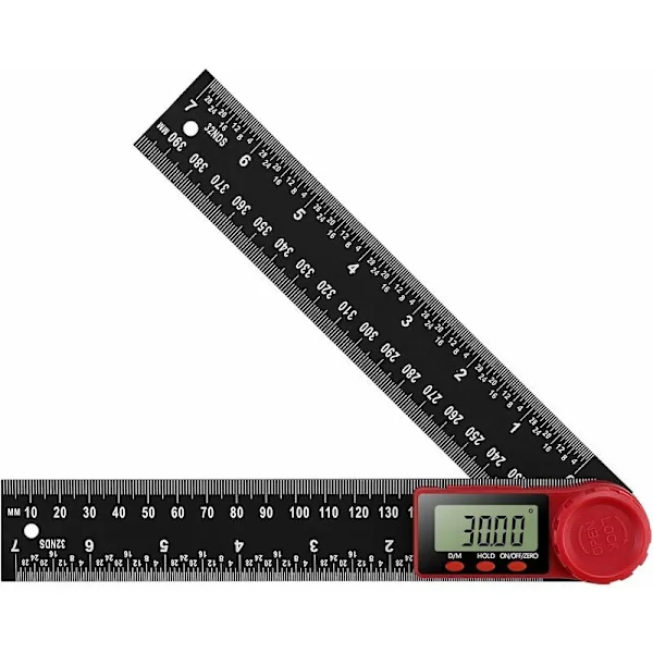 Mittatyökalu (200 mm), digitaalinen kulmamitta, astelevy, kaltevuusmittari, elektroninen goniometri, suurella LCD-näytöllä