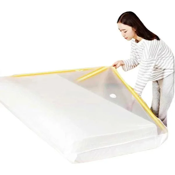 Stor vakuumpose for madrass, PE PA vakuumforseglet plassbesparende pose for flytting og oppbevaring, 220 x 100 cm