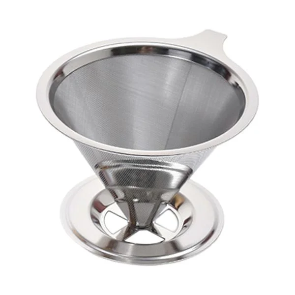 Coffee Filter Stainless Steel Pour Over Coffee Maker Reusable Paperless Coffee Cone Filter for Home Jikaix [db]