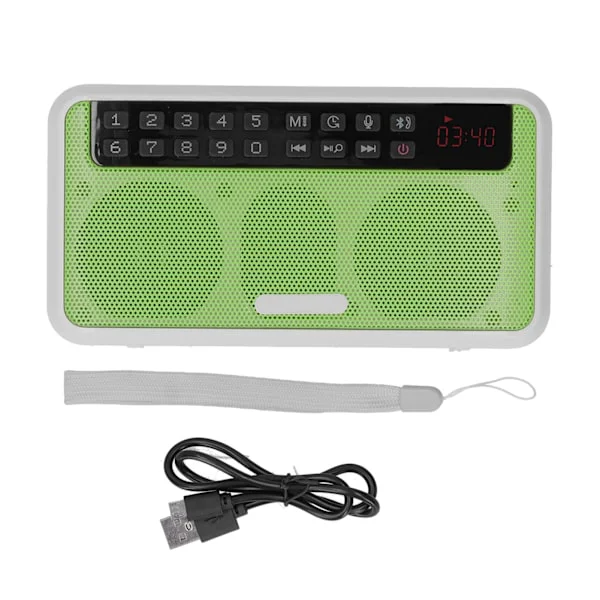 E500 langattomat Bluetooth-kannettavat kaiuttimet tukevat AUX/muistikorttia taskulampulla, vihreä