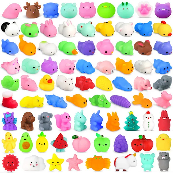 100 Pcs Party Favors for Kids 4-8 Years Old, Squishy Toys Treasure Box Toys Kawaii Squishies Stress Relief Squishy Fidget Toys