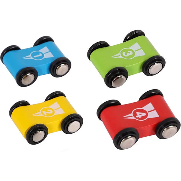 Puinen autorata rampeilla - Auto setti taaperoille - 4 kpl vara-autoilla - Yhteensopiva Click Clack -autojen kanssa