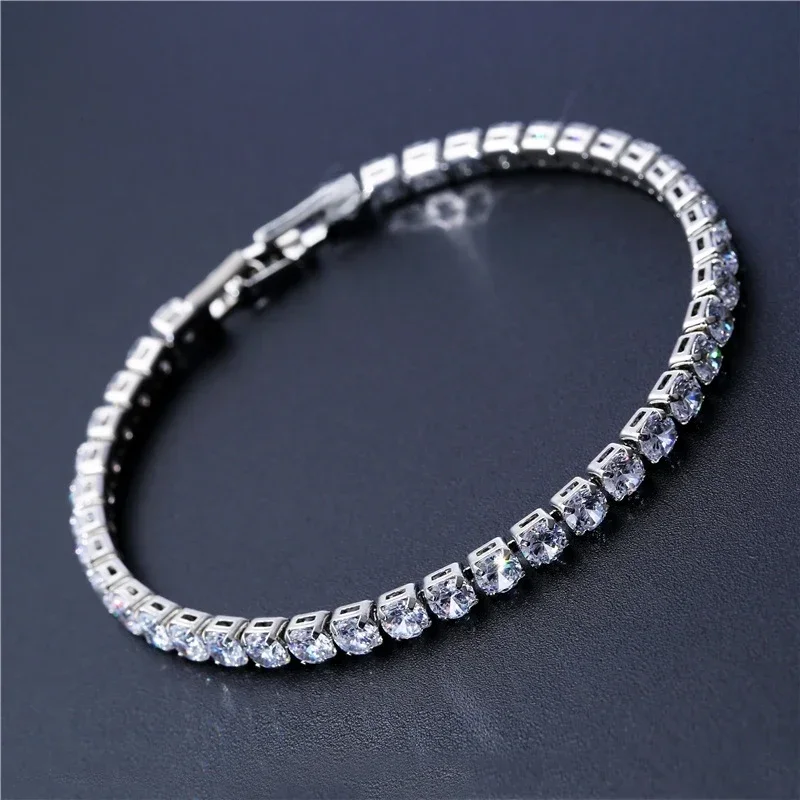AliExpress - 4mm Zirkonia Tennis Armband Iced Out Kette Armbänder Für Frauen Männer Silber Farbe Männer Armband CZ Kette Homme schmuck