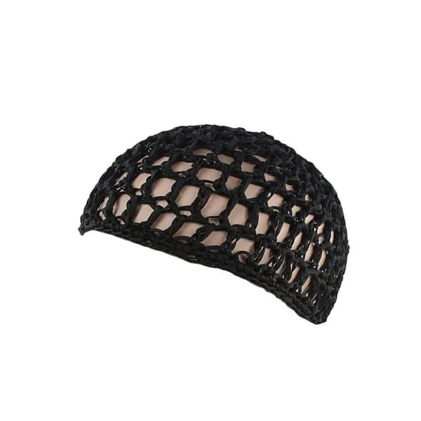 Hårnät - Handgjort virkat hårnät för skydd under sömn och styling, kufi-hatt, hårnät, hårfångare i olika färger Black