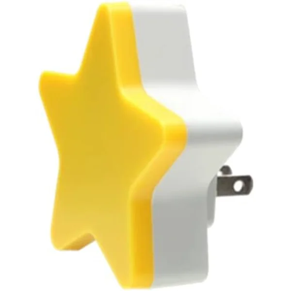 (Gul) Stjerne natlampe, energibesparende LED natlampe til børn, plug-in natlampe, lyssensor natlampe, smart natlampe, ganglampe