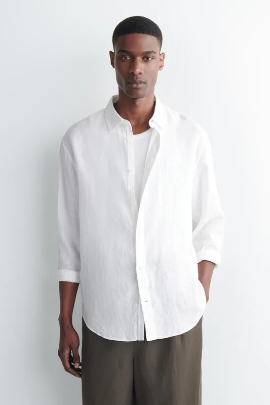 COS Relaxed Linen Shirt in White - Men